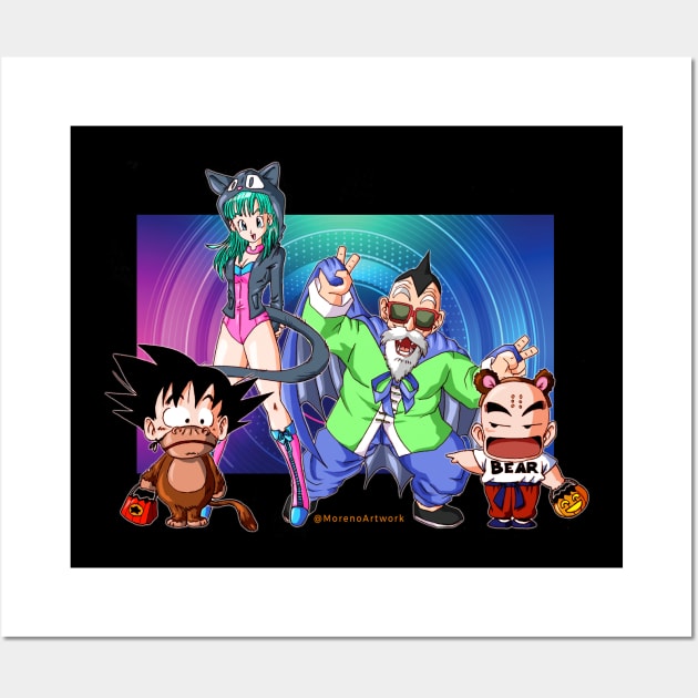 Dragon Ball Halloween (Kid Goku, Krillin, Bluma, Roshi) ドラゴンボール Wall Art by MorenoArtwork